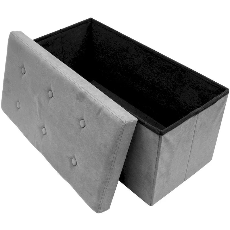 Sorbus Storage Bench Chest Contemporary Faux Suede (Small Suede, Grey)
