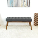 Julianne Mid-Century Modern Fabric Upholstered Bench in Dark Grey