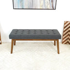 Julianne Mid-Century Modern Fabric Upholstered Bench in Dark Grey