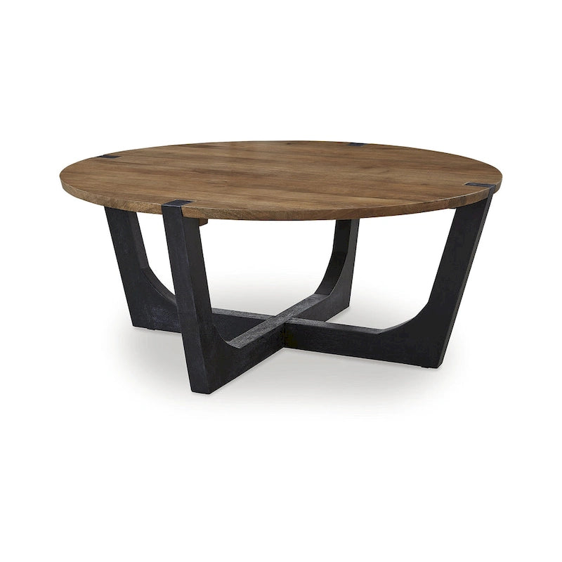 Signature Design by Ashley Hanneforth Brown/Black Coffee Table - 44 W x 44 D x 19 H