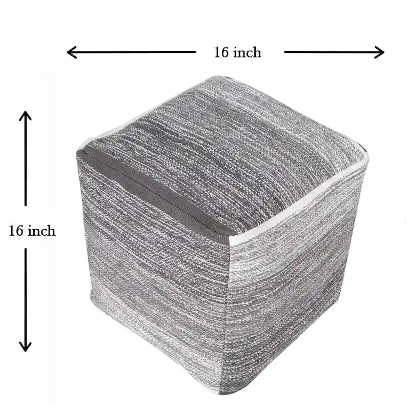 Sevita Distressed Gradation Grey Pouf Ottoman