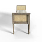 Dilwen Wooden Tufted Upholstered Bench with High Flared Rattan Arms