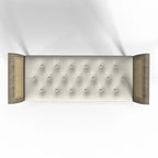 Dilwen Wooden Tufted Upholstered Bench with High Flared Rattan Arms