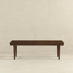 Silvie Mid-Century Solid Wood Upholstered Bench in Brown