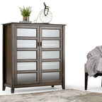 WYNDENHALL Portland SOLID WOOD 40 inch Wide Transitional Medium Storage Cabinet in Mahogany Brown - 40 w x 16.9 d x 44 h