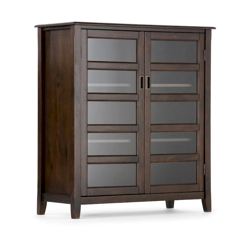 WYNDENHALL Portland SOLID WOOD 40 inch Wide Transitional Medium Storage Cabinet in Mahogany Brown - 40 w x 16.9 d x 44 h