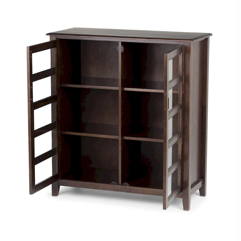WYNDENHALL Portland SOLID WOOD 40 inch Wide Transitional Medium Storage Cabinet in Mahogany Brown - 40 w x 16.9 d x 44 h