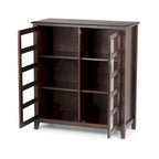 WYNDENHALL Portland SOLID WOOD 40 inch Wide Transitional Medium Storage Cabinet in Mahogany Brown - 40 w x 16.9 d x 44 h