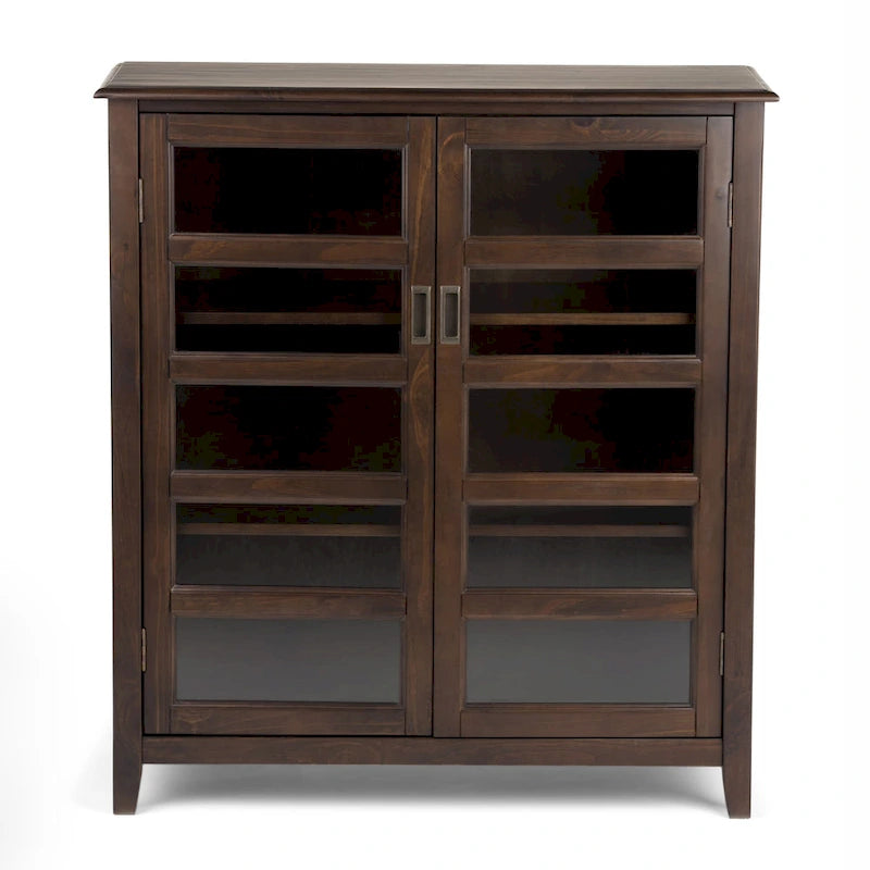 WYNDENHALL Portland SOLID WOOD 40 inch Wide Transitional Medium Storage Cabinet in Mahogany Brown - 40 w x 16.9 d x 44 h