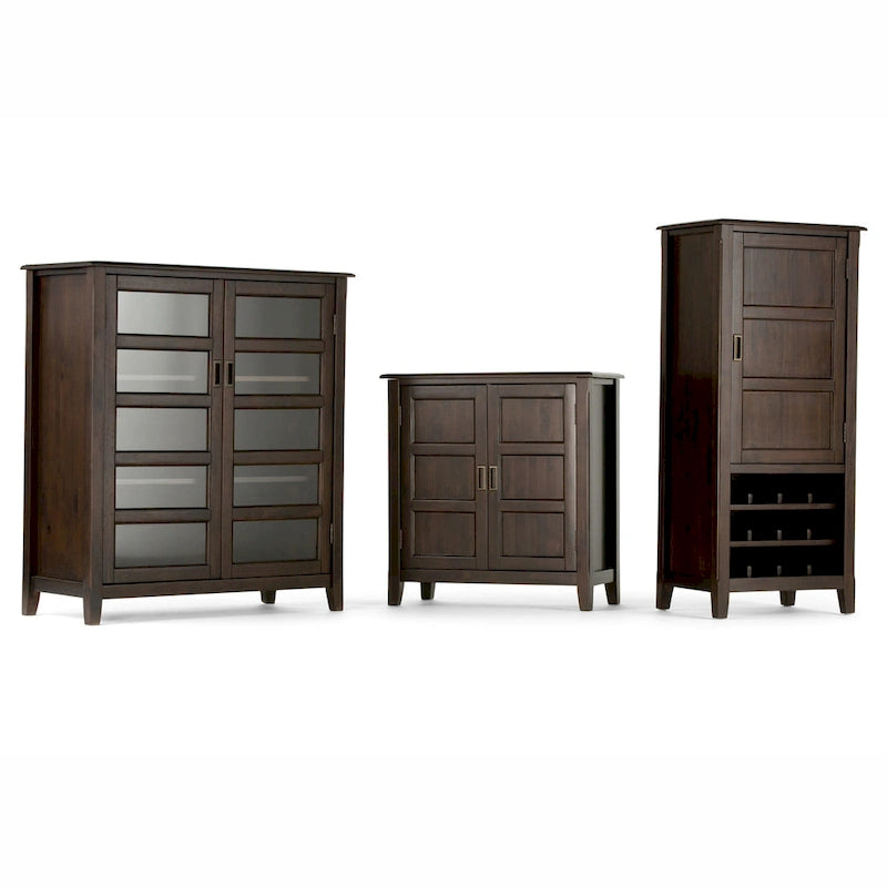 WYNDENHALL Portland SOLID WOOD 40 inch Wide Transitional Medium Storage Cabinet in Mahogany Brown - 40 w x 16.9 d x 44 h