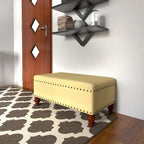 Copper Grove Muscari Vanilla Linen Nailhead Storage Bench