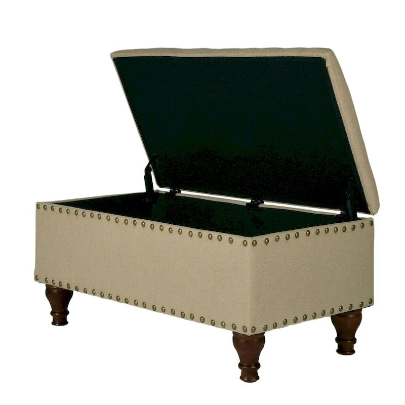 Copper Grove Muscari Vanilla Linen Nailhead Storage Bench