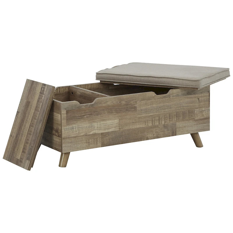 Gerdanet Beige/Brown Storage Bench - 38 W x 18 D x 16 H