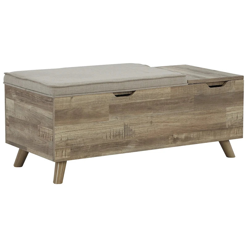 Gerdanet Beige/Brown Storage Bench - 38 W x 18 D x 16 H