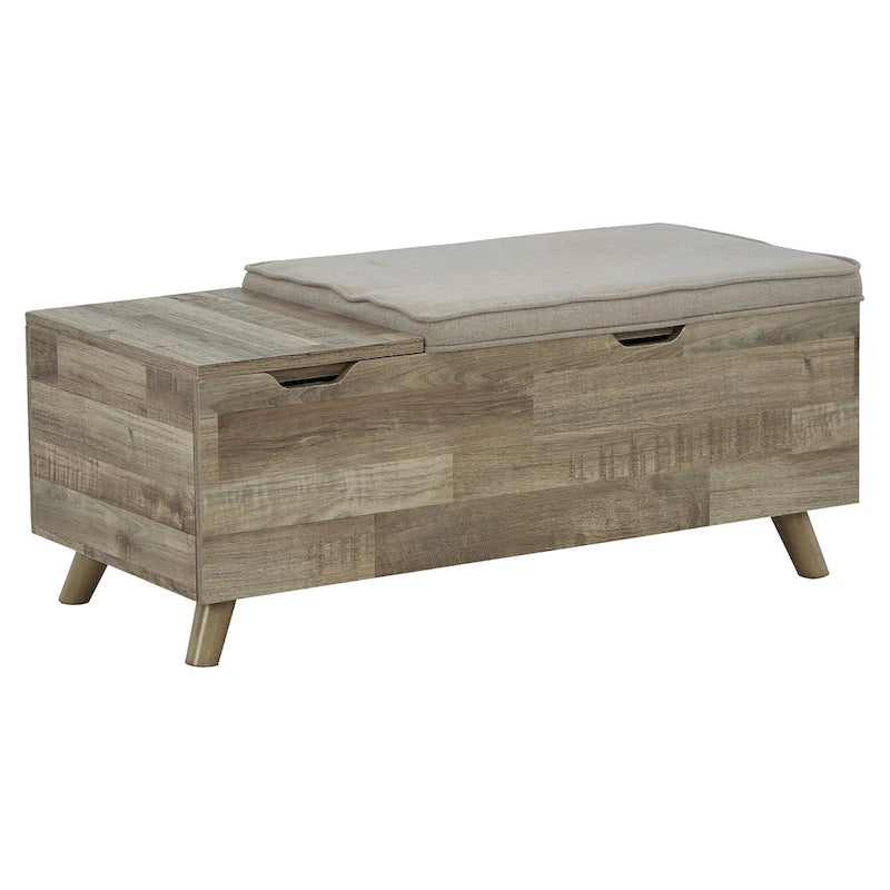 Gerdanet Beige/Brown Storage Bench - 38 W x 18 D x 16 H