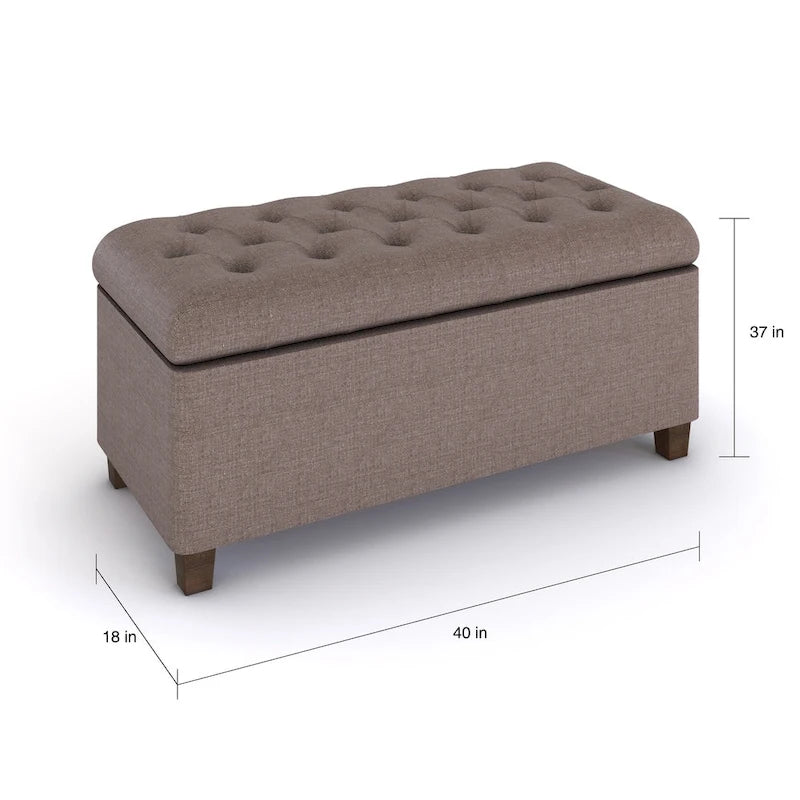 Porch & Den Charenton Brown Tufted Storage Bench
