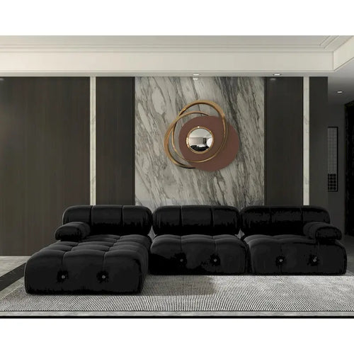 104  Convertible Modular Sectional Sofa, L-Shaped Minimalist Velvet Sofas Couches with Chaise Ottomans