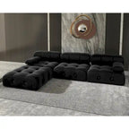 104  Convertible Modular Sectional Sofa, L-Shaped Minimalist Velvet Sofas Couches with Chaise Ottomans