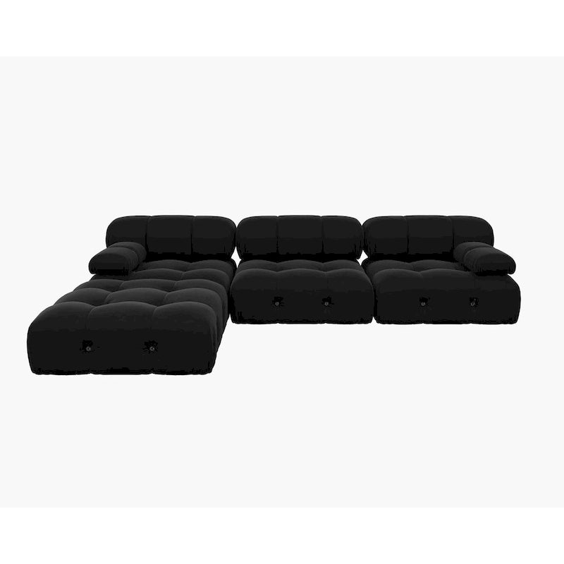 104  Convertible Modular Sectional Sofa, L-Shaped Minimalist Velvet Sofas Couches with Chaise Ottomans