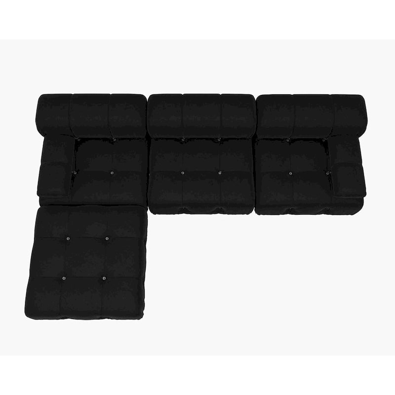 104  Convertible Modular Sectional Sofa, L-Shaped Minimalist Velvet Sofas Couches with Chaise Ottomans