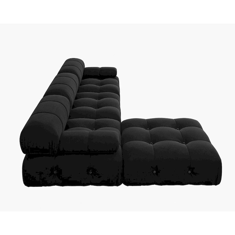 104  Convertible Modular Sectional Sofa, L-Shaped Minimalist Velvet Sofas Couches with Chaise Ottomans