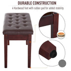 HomCom Faux Leather Padded Double / Duet Piano Bench w/ Music Storage - 13.5*29*19.5