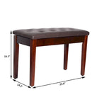 HomCom Faux Leather Padded Double / Duet Piano Bench w/ Music Storage - 13.5*29*19.5