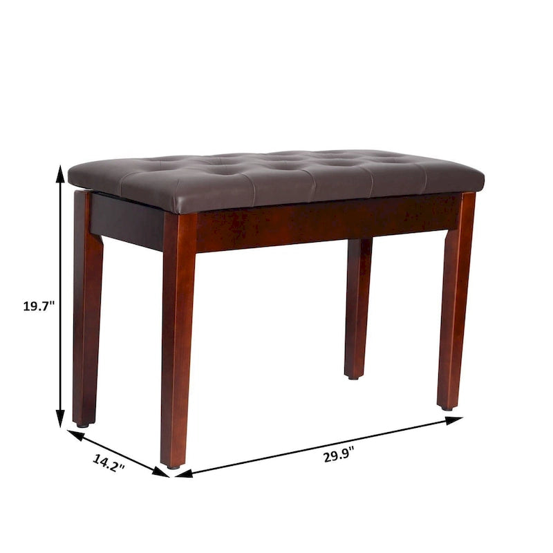 HomCom Faux Leather Padded Double / Duet Piano Bench w/ Music Storage - 13.5*29*19.5