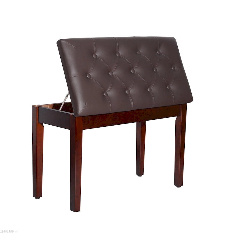 HomCom Faux Leather Padded Double / Duet Piano Bench w/ Music Storage - 13.5*29*19.5