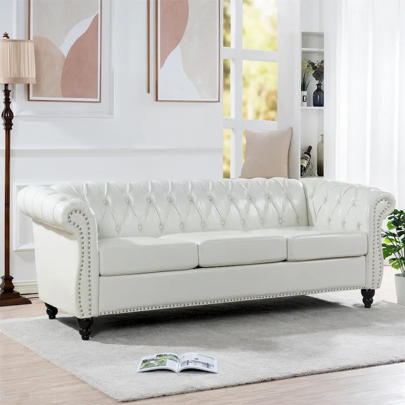 84  Chesterfield Rolled Arm 3 Seater Sofa