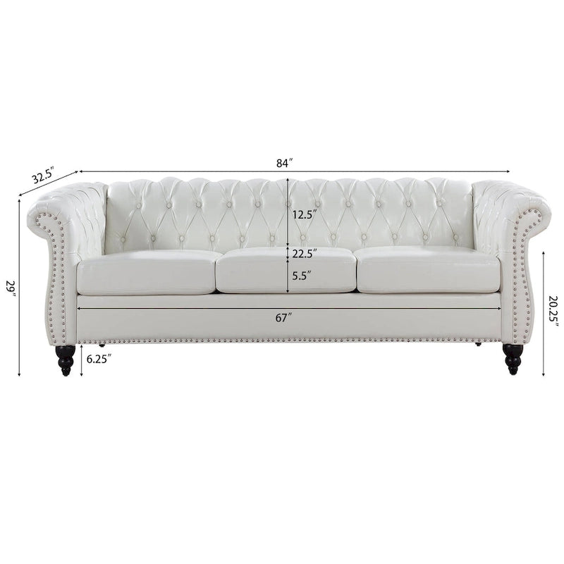 84  Chesterfield Rolled Arm 3 Seater Sofa