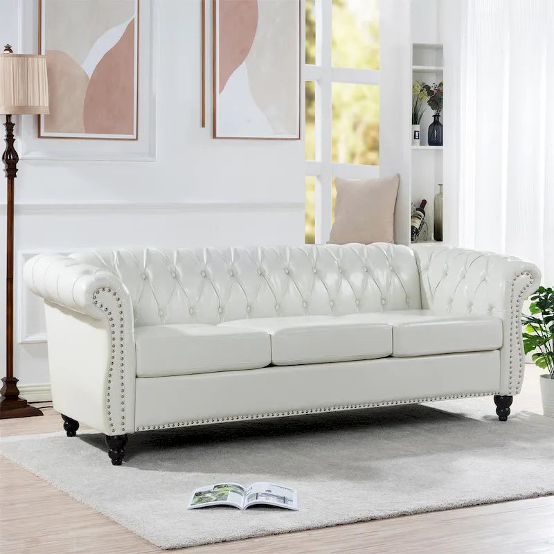 84  Chesterfield Rolled Arm 3 Seater Sofa