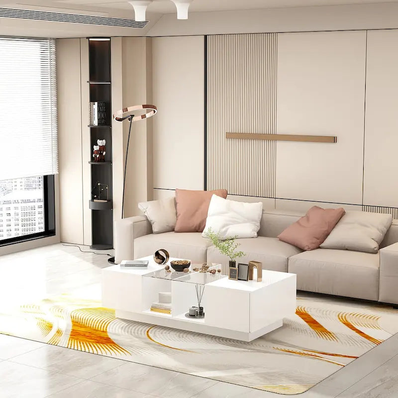 Coffee Table Storage High Gloss Coffee Tables LED Lighting Cocktail - 47.4 W