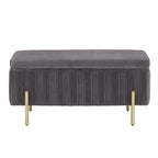 Lisbeth Grey Pleated Velvet Lift-Top Storage Bench by iNSPIRE Q Bold