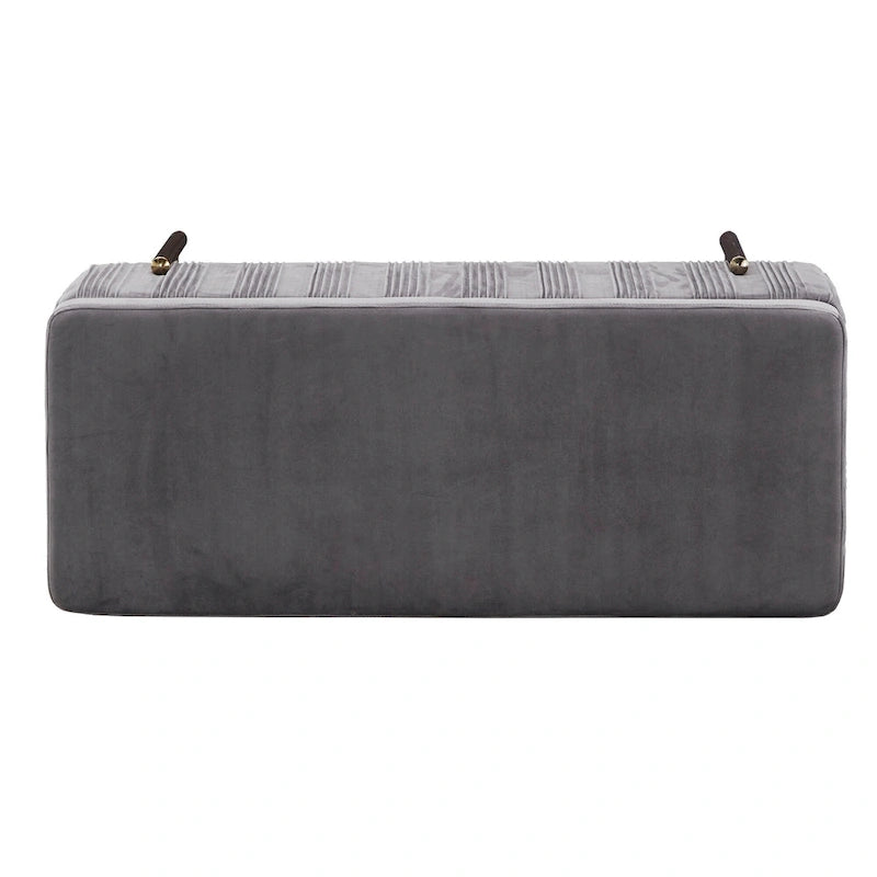 Lisbeth Grey Pleated Velvet Lift-Top Storage Bench by iNSPIRE Q Bold