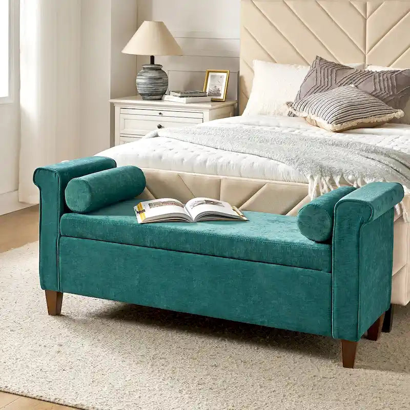 Rita 54.3  Wide Traditional Storage Bench with 2 Pillows by HULALA HOME
