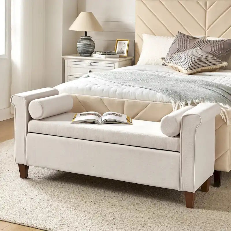 Rita 54.3  Wide Traditional Storage Bench with 2 Pillows by HULALA HOME