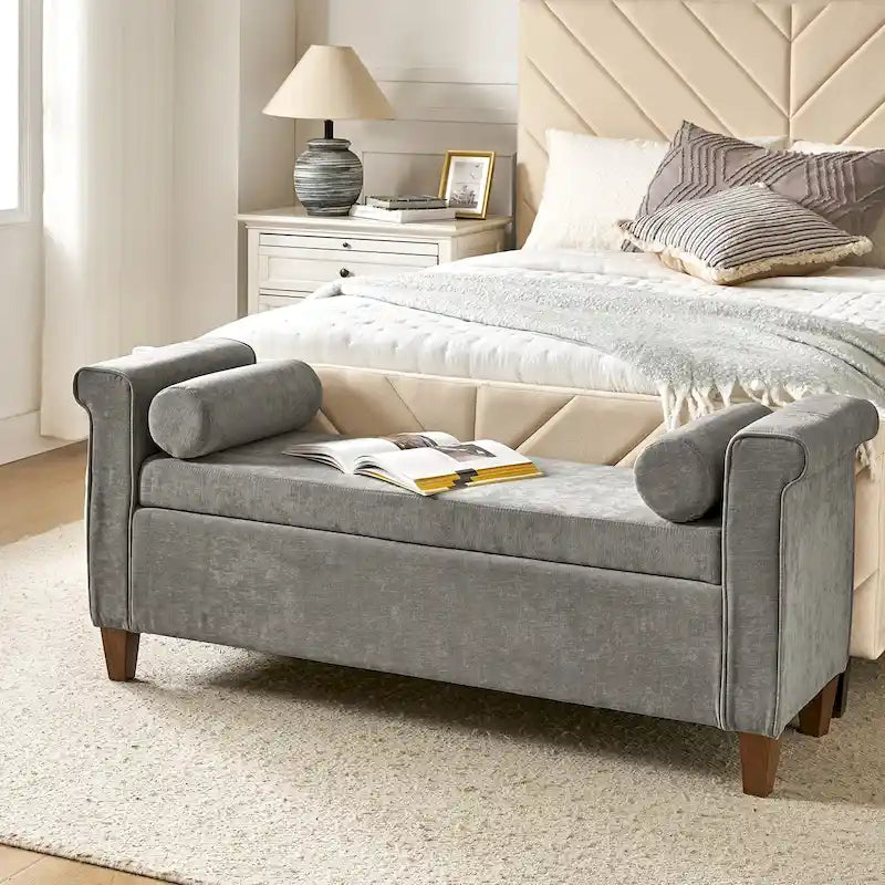 Rita 54.3  Wide Traditional Storage Bench with 2 Pillows by HULALA HOME