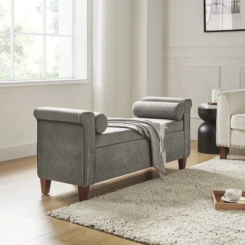 Rita 54.3  Wide Traditional Storage Bench with 2 Pillows by HULALA HOME