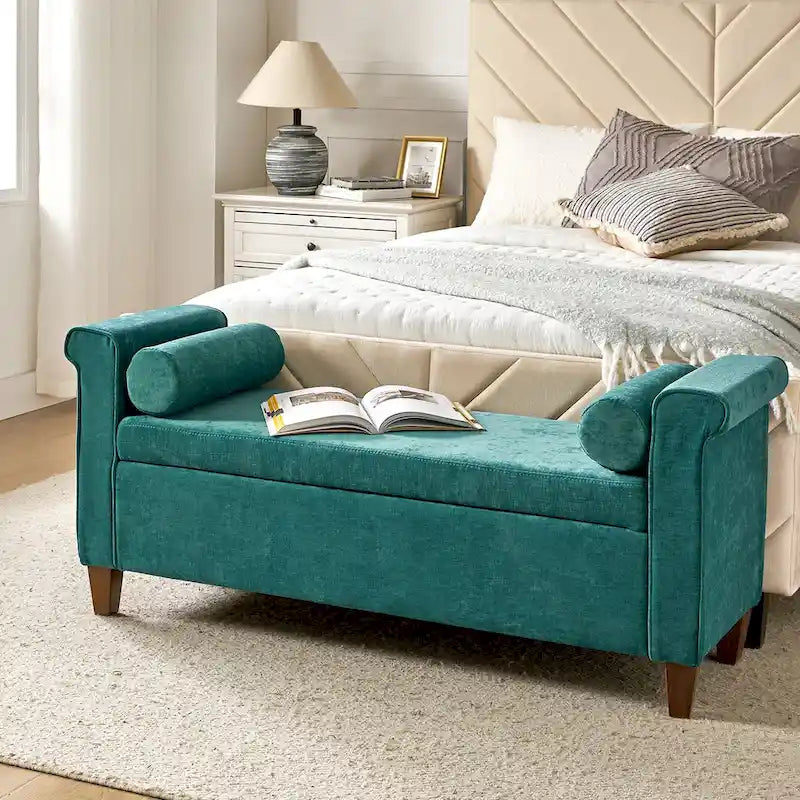 Rita 54.3  Wide Traditional Storage Bench with 2 Pillows by HULALA HOME