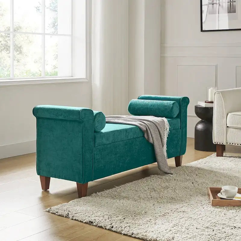 Rita 54.3  Wide Traditional Storage Bench with 2 Pillows by HULALA HOME