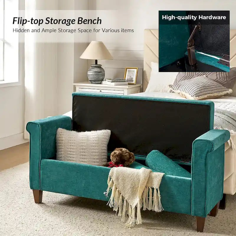 Rita 54.3  Wide Traditional Storage Bench with 2 Pillows by HULALA HOME