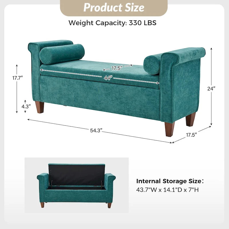 Rita 54.3  Wide Traditional Storage Bench with 2 Pillows by HULALA HOME