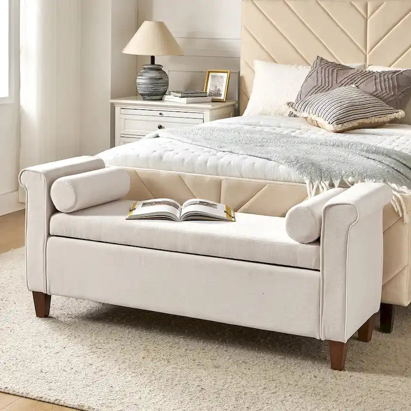 Rita 54.3  Wide Traditional Storage Bench with 2 Pillows by HULALA HOME