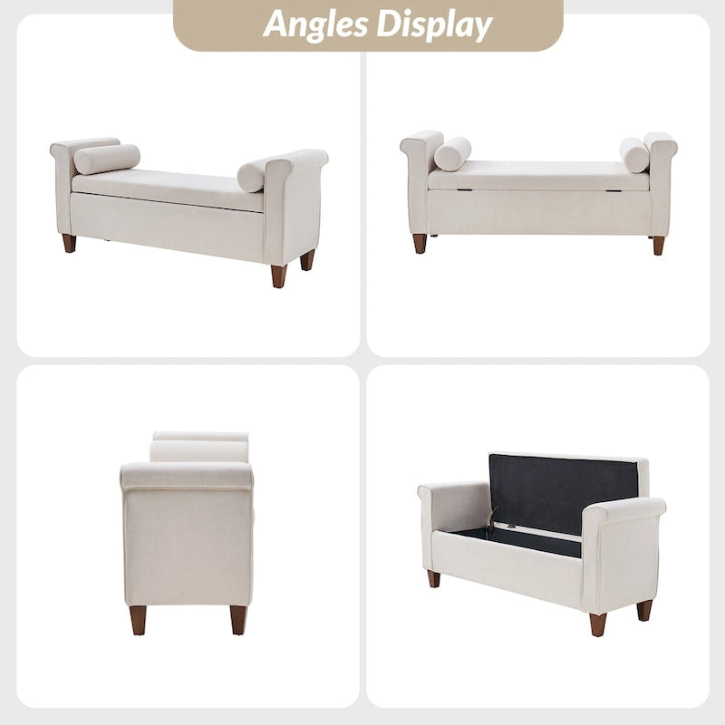 Rita 54.3  Wide Traditional Storage Bench with 2 Pillows by HULALA HOME