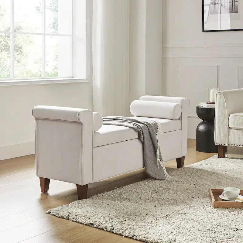 Rita 54.3  Wide Traditional Storage Bench with 2 Pillows by HULALA HOME