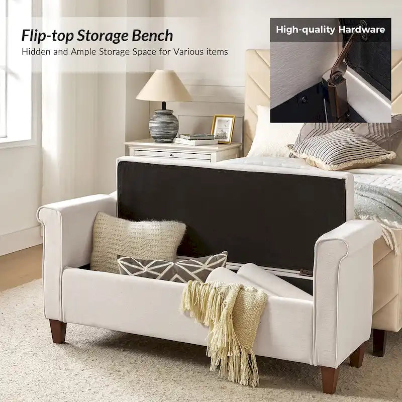 Rita 54.3  Wide Traditional Storage Bench with 2 Pillows by HULALA HOME