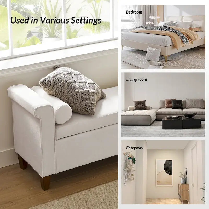 Rita 54.3  Wide Traditional Storage Bench with 2 Pillows by HULALA HOME