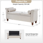 Rita 54.3  Wide Traditional Storage Bench with 2 Pillows by HULALA HOME