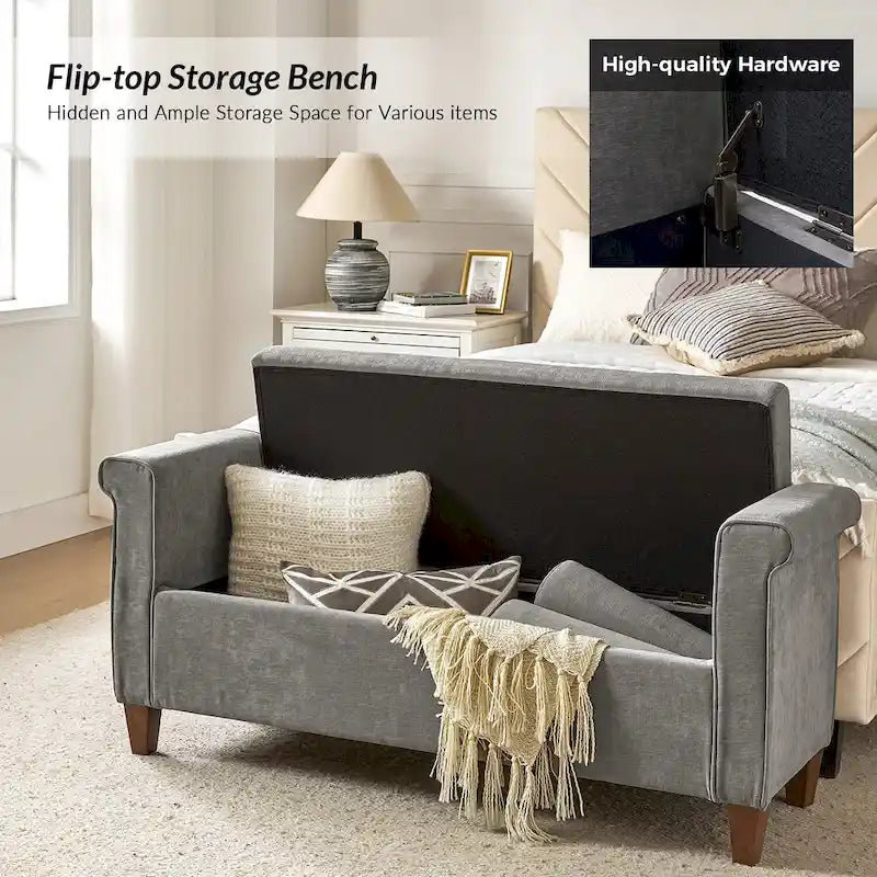 Rita 54.3  Wide Traditional Storage Bench with 2 Pillows by HULALA HOME
